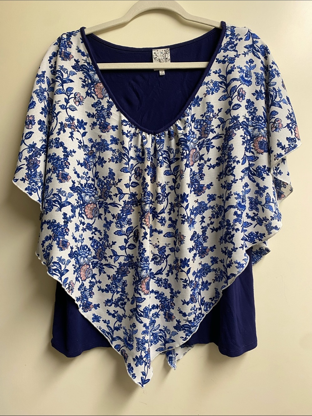 NAIF Floral Layered Navy and White Tunic Top